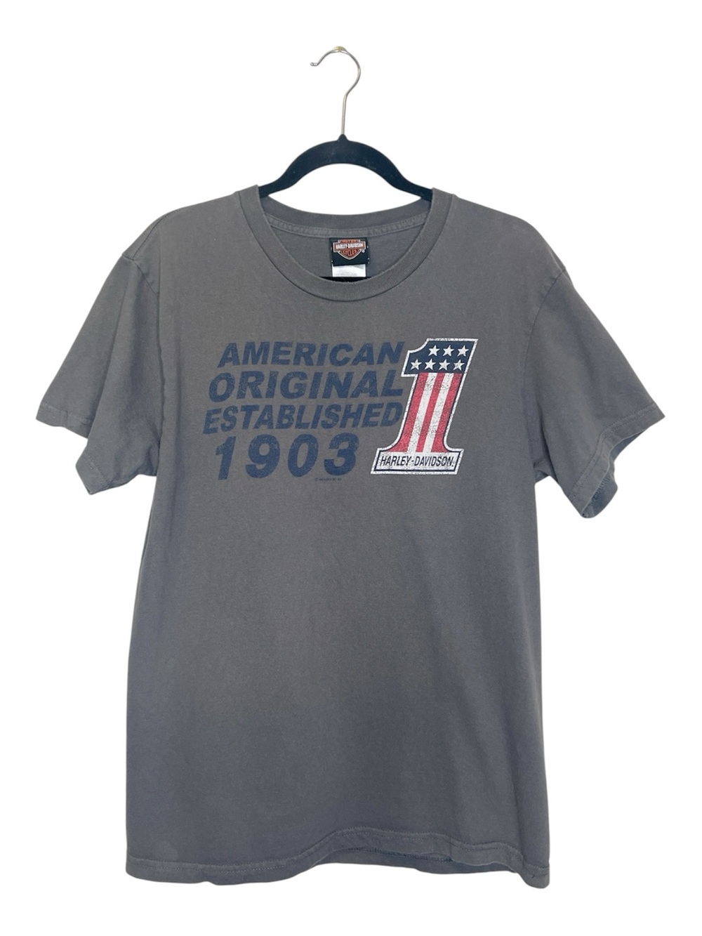 Harley-Davidson #1 flag print Buffalo New York 100% Cotton Tee size Medium